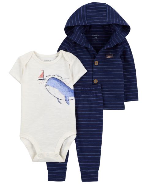 3-Piece Whale Little Cardigan Set