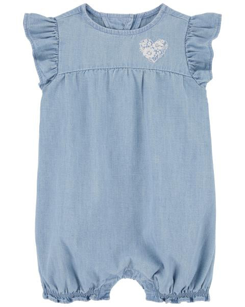 Chambray Flutter Romper