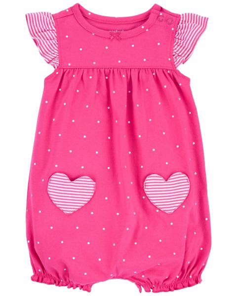 Heart Pocket Cotton Romper