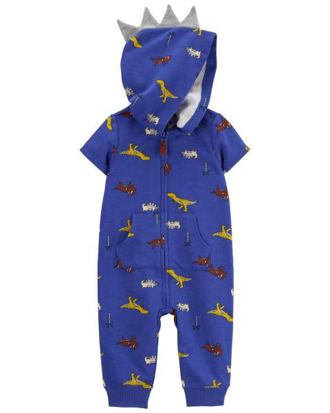 Dino Print Hooded Footie Pajamas