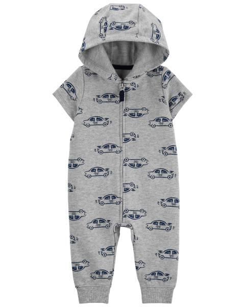 Racecar Print Hooded Footie Pajamas