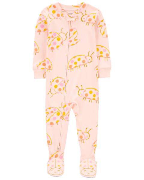 1-Piece Ladybug 100% Snug Fit Cotton Footie Pajamas