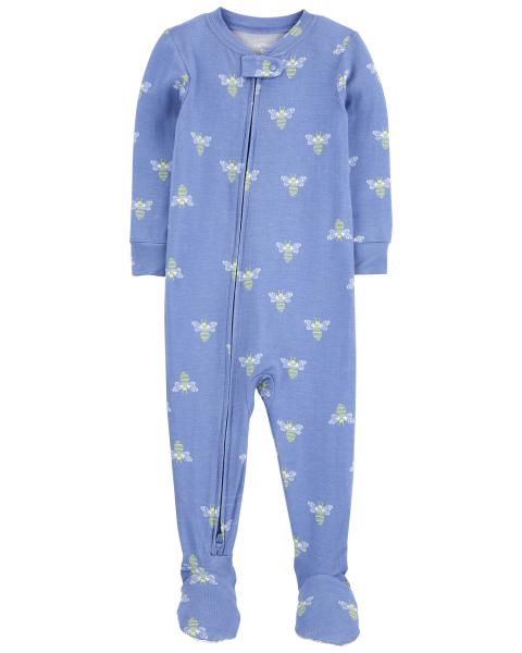 1-Piece Bee Print PurelySoft Footie Pajamas