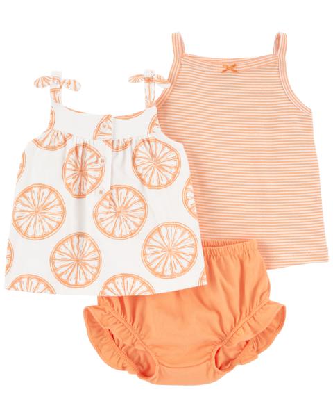 3-Piece Orange Slice Little Short Set