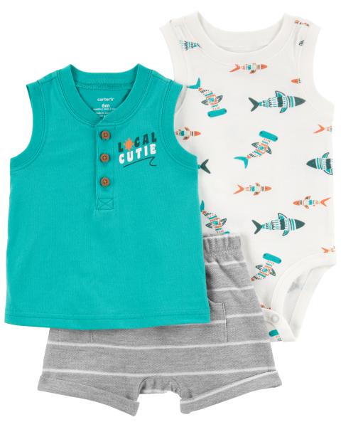 3-Piece Fish Little Short Set