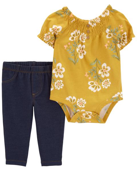 2-Piece Floral Bodysuit Pant Set