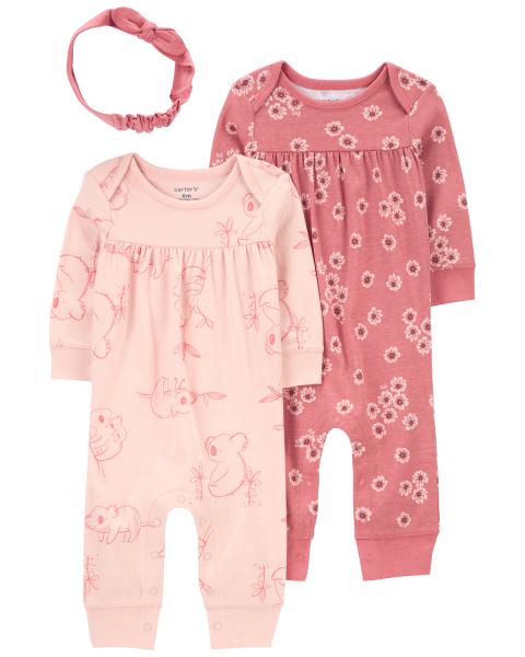 Pink Floral 3-Piece Jumpsuit Set