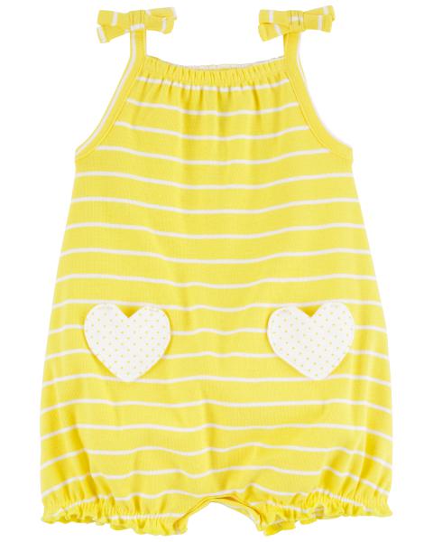 Heart Pocket Cotton Romper