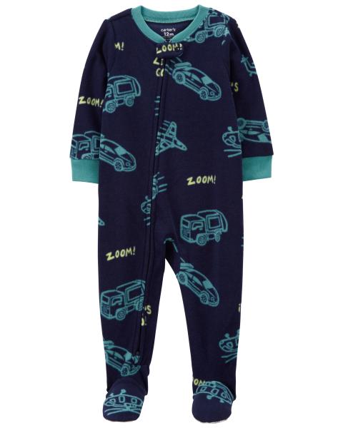 1-Piece Cars Fleece Footie Pajamas