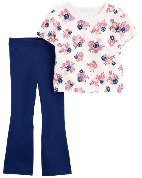 2-Piece Floral Jersey Tee & Flare Legging Set