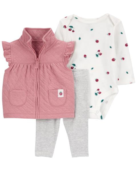 3-Piece Quilted Little Vest Set