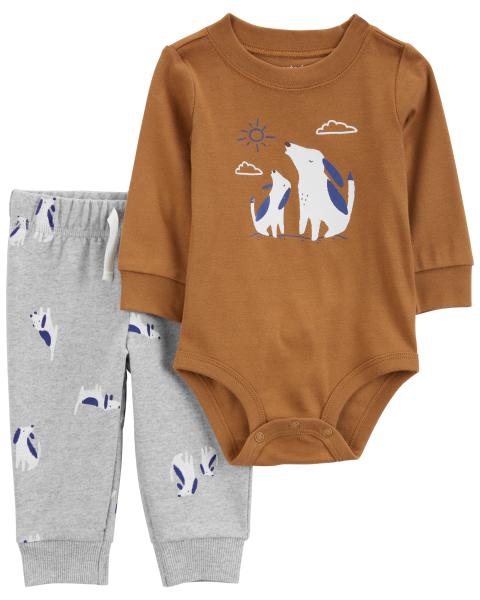 2-Piece Brown Dog Bodysuit and Pants Set