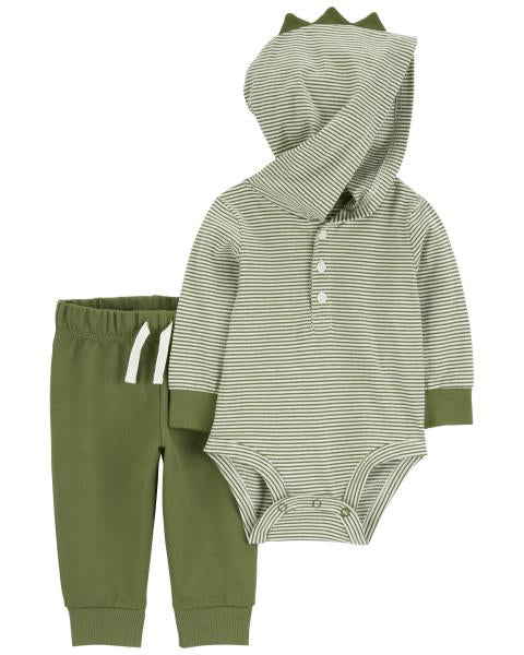 2-Piece Dinosaur Hooded Bodysuit Pant Set