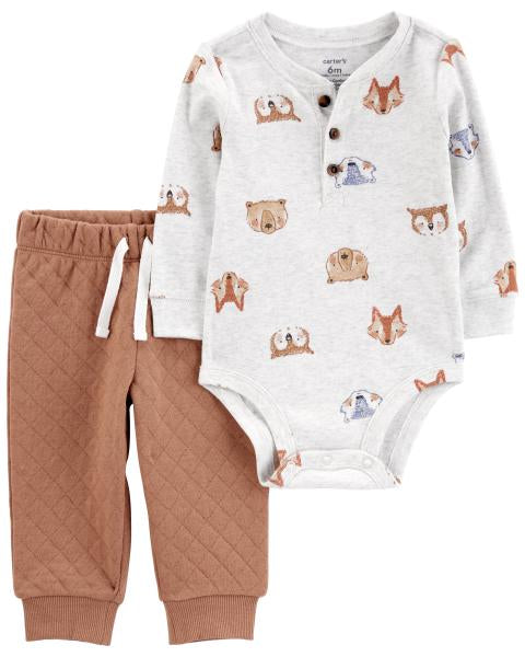 2-Piece Animal Print Bodysuit Pant Set