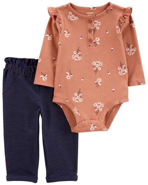 2-Piece Floral Bodysuit Pant Set