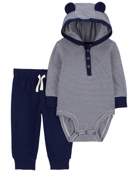 2-Piece Hooded Bodysuit Pant Set