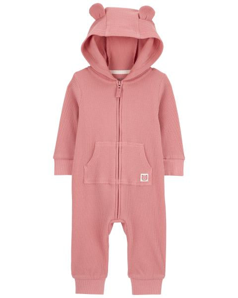 Bear Hood Zip-Up Thermal Jumpsuit