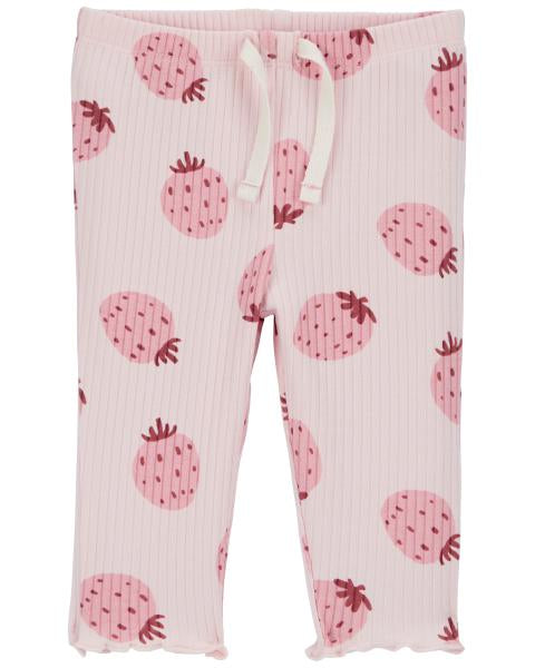 Strawberry Pull-On Ribbed Pants