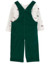 Cargar imagen en el visor de la galería, 2-Piece Holiday Thermal Tee &amp; Corduroy Overalls Set
