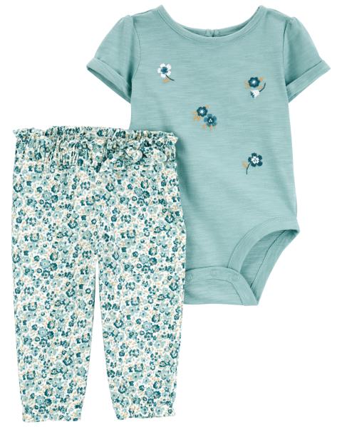 2-Piece Floral Bodysuit Pant Set