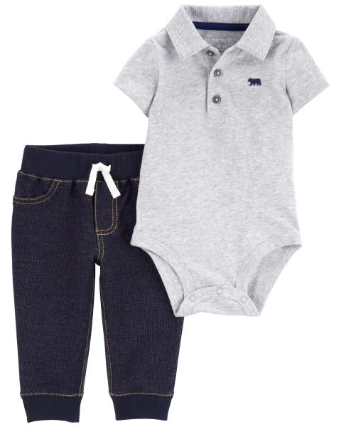 2-Piece Polo Bodysuit Pant Set