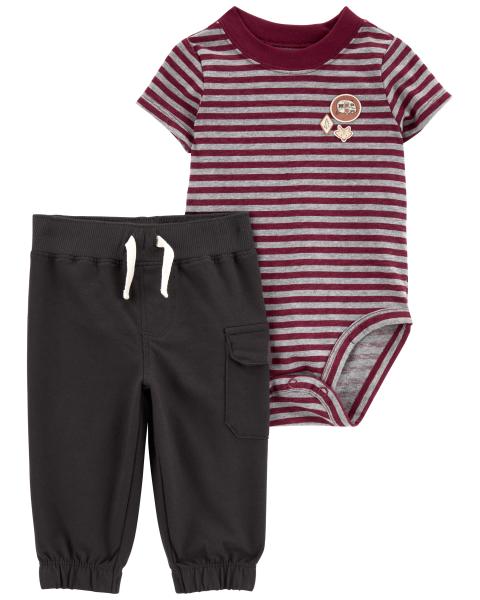 2-Piece Striped Bodysuit Pant Set