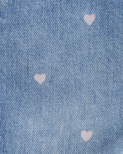 Cargar imagen en el visor de la galería, Heart-Print Knit Denim Overalls - Blue
