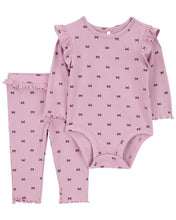 Cargar imagen en el visor de la galería, 2-Piece Bow Print Bodysuit Pant Set
