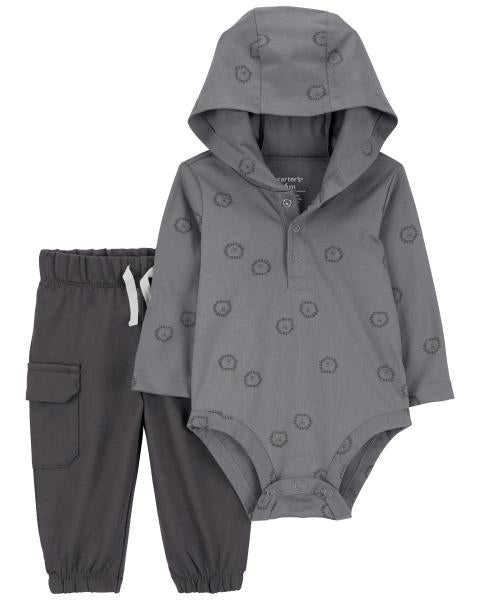 2-Piece Hooded Bodysuit & Pants Sets