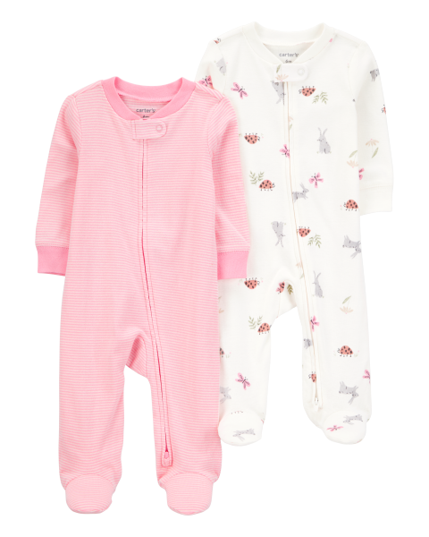 2-Pack Print 2-Way Zip Cotton Sleep & Play Pajamas