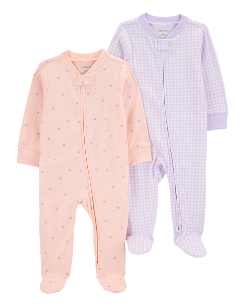 2-Pack Print 2-Way Zip Cotton Sleep & Play Pajamas