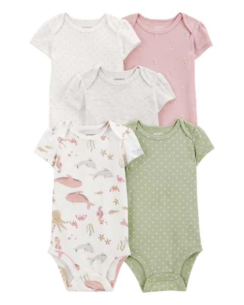 5-Pack Seahorse Short-Sleeve Bodysuits