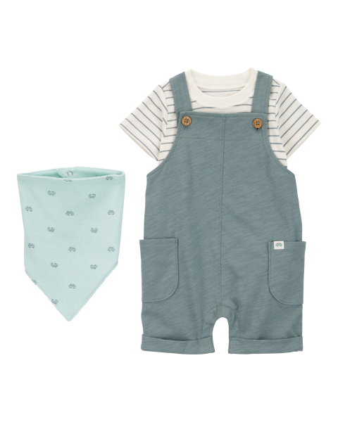 3-Piece Striped Shortall Set