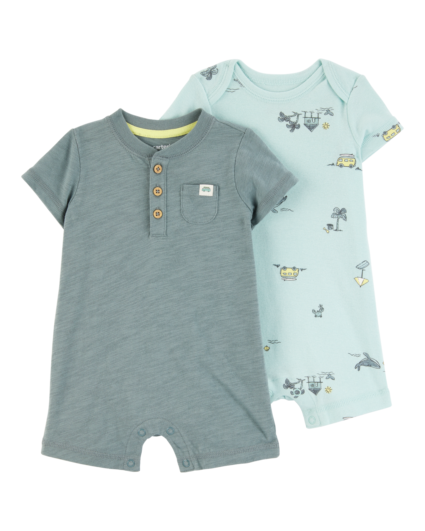 2-Pack Beach Print Rompers