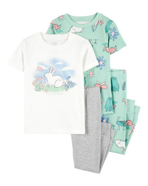 4-Piece Bunny Cotton Pajamas