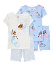 Cargar imagen en el visor de la galería, Mermaid Print Snug Fit Cotton 4-Piece Pajamas

