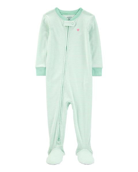 1-Piece Striped Cotton Footie Pajamas