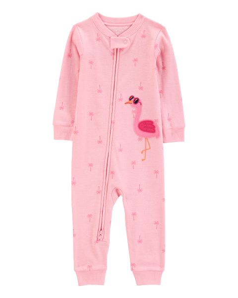 Flamingo Print Snug Fit Cotton 1-Piece Pajamas