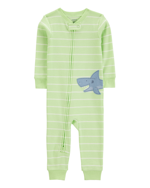 Shark Striped Snug Fit Cotton 1-Piece Pajamas