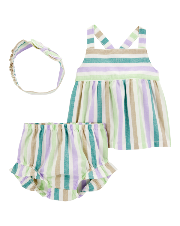 3-Piece Striped Little Short Set
