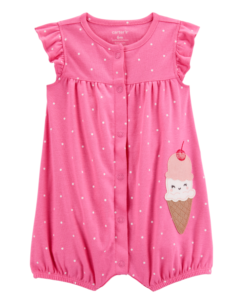 Ice Cream Cotton Romper - Pink