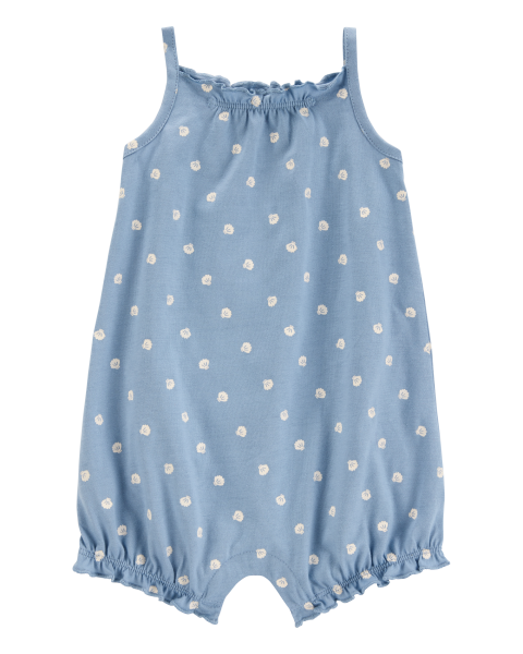 Shell Cotton Romper - Blue