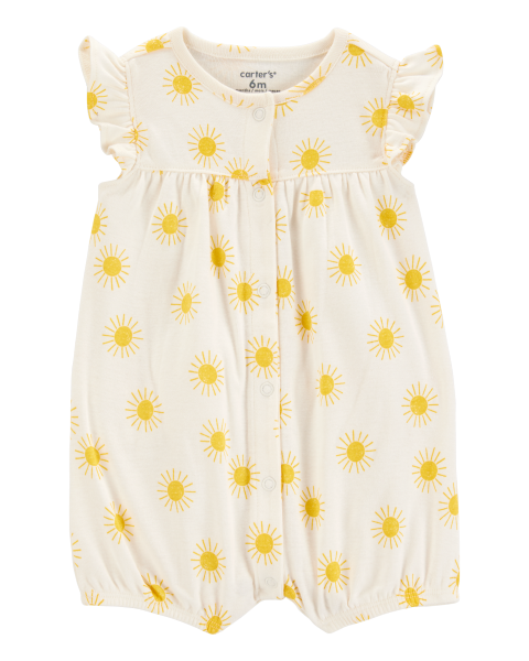Sun Cotton Short-Sleeve Romper - Cream