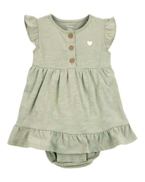 Heart Bodysuit Dress - Green