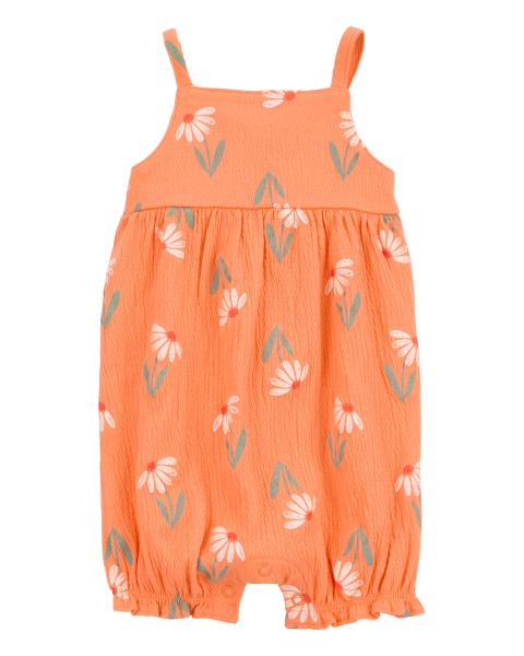 Floral Tank Romper - Orange