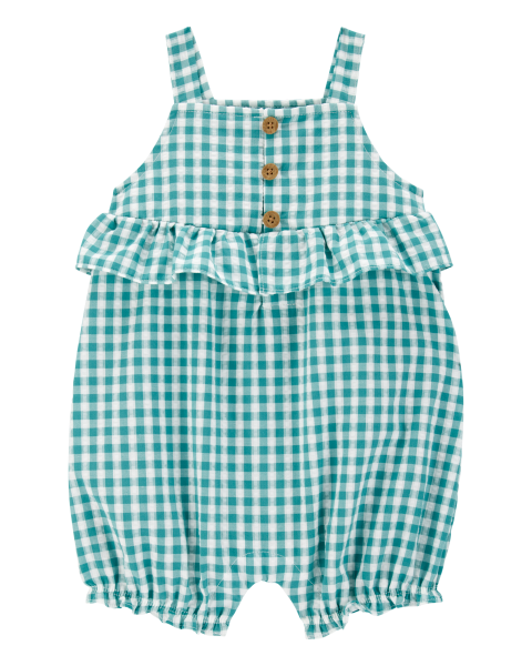 Gingham Tank Romper - Green