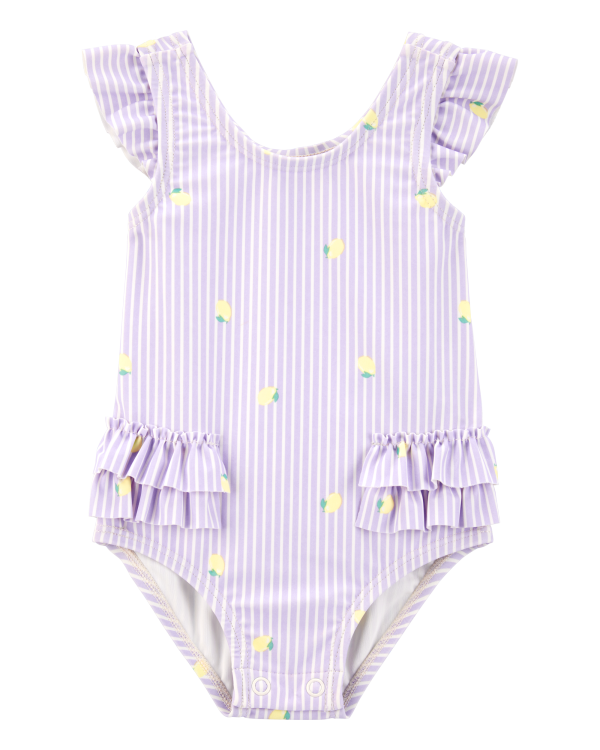 1-Piece Striped Lemon Swimsuit