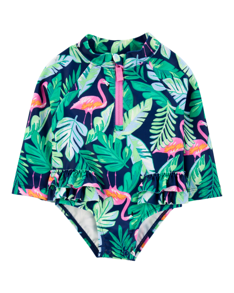 1-Piece Tropical Flamingo Rashguard