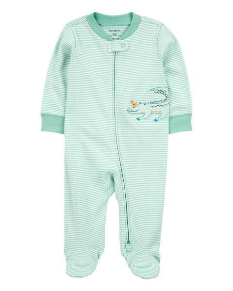 Alligator 2-Way Zip Cotton Sleep & Play Pajamas