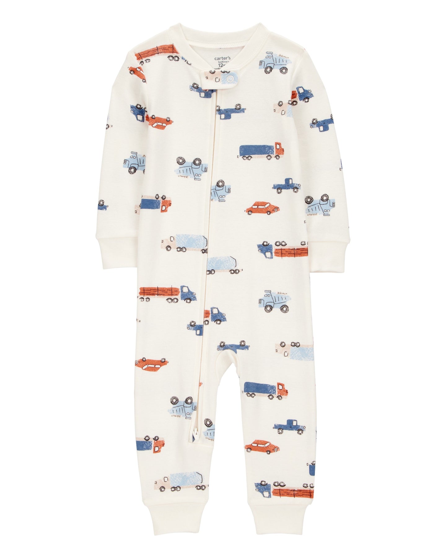 1-Piece Car Print 100% Snug Fit Cotton Footless Pajamas